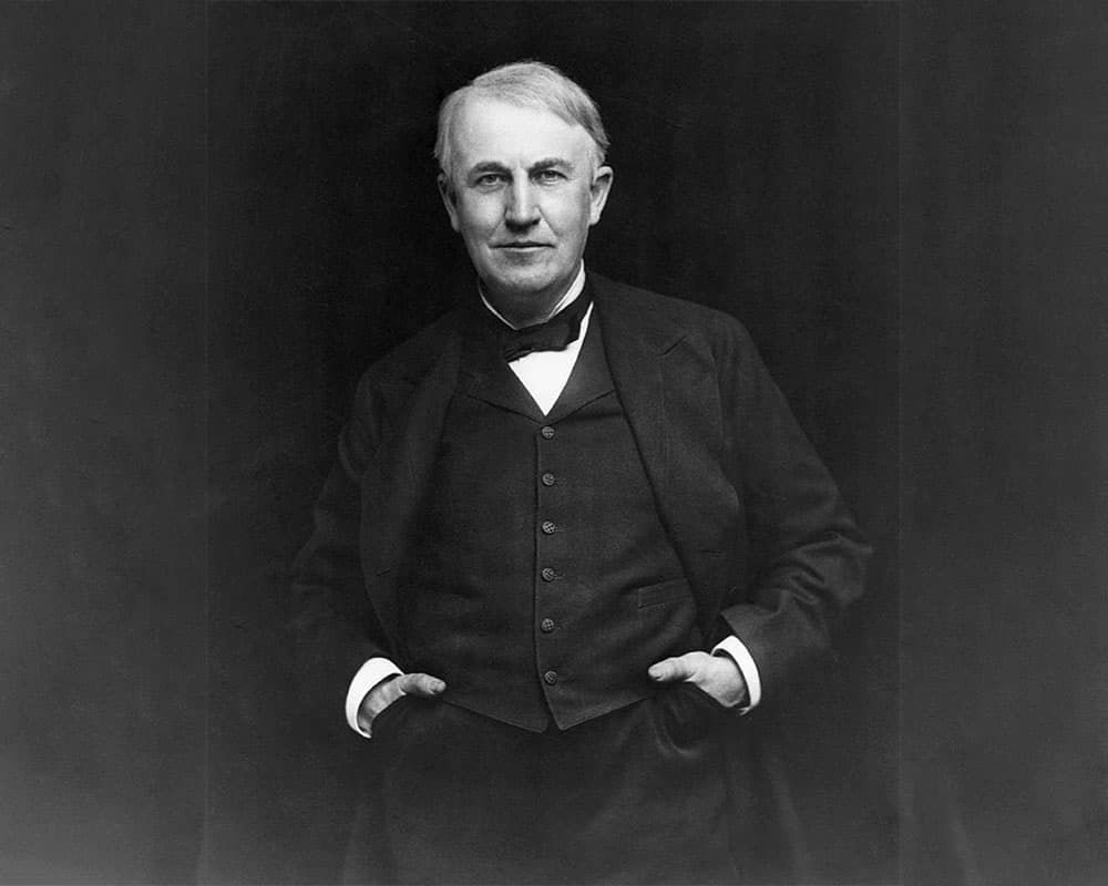 Thomas Edison with his hands in his suit pockets