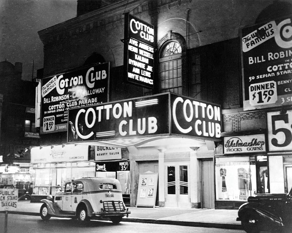 Black & white photo of the Cotton Club in Harlem, New York