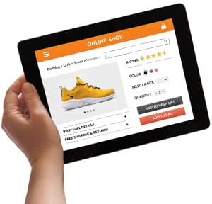 A pair of shoes in an online shop
