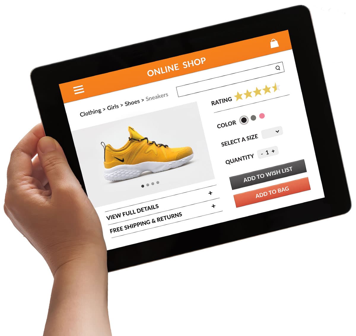 A pair of shoes in an online shop