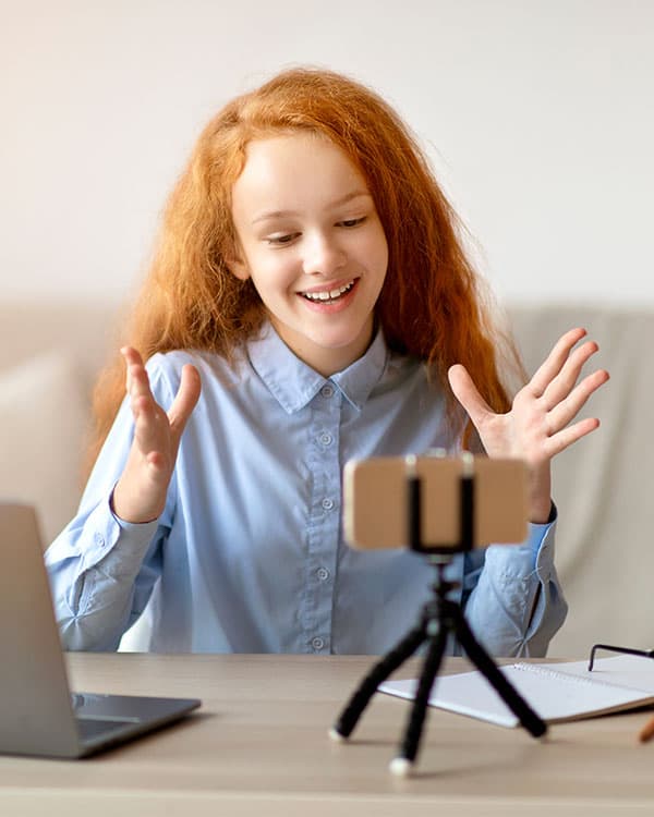 Person filming themselves for a video