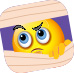 Curious emoji peeping through blinds