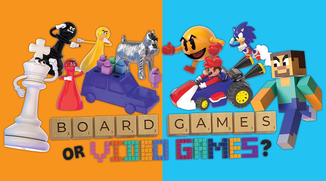 Image showing board game characters against video game characters